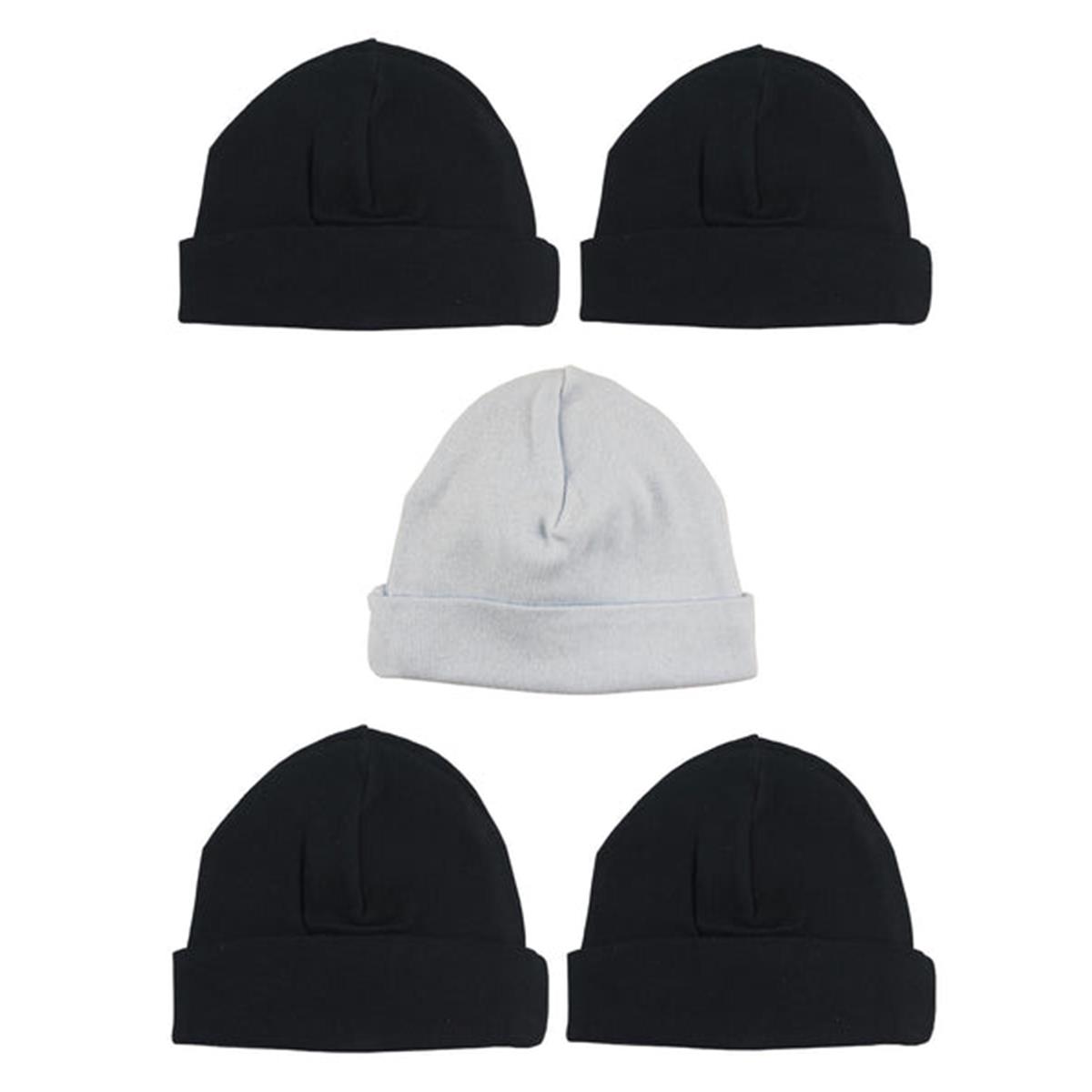 LS-0373 Boys Baby Cap, Blue & Black - One Size - 5 per Pack