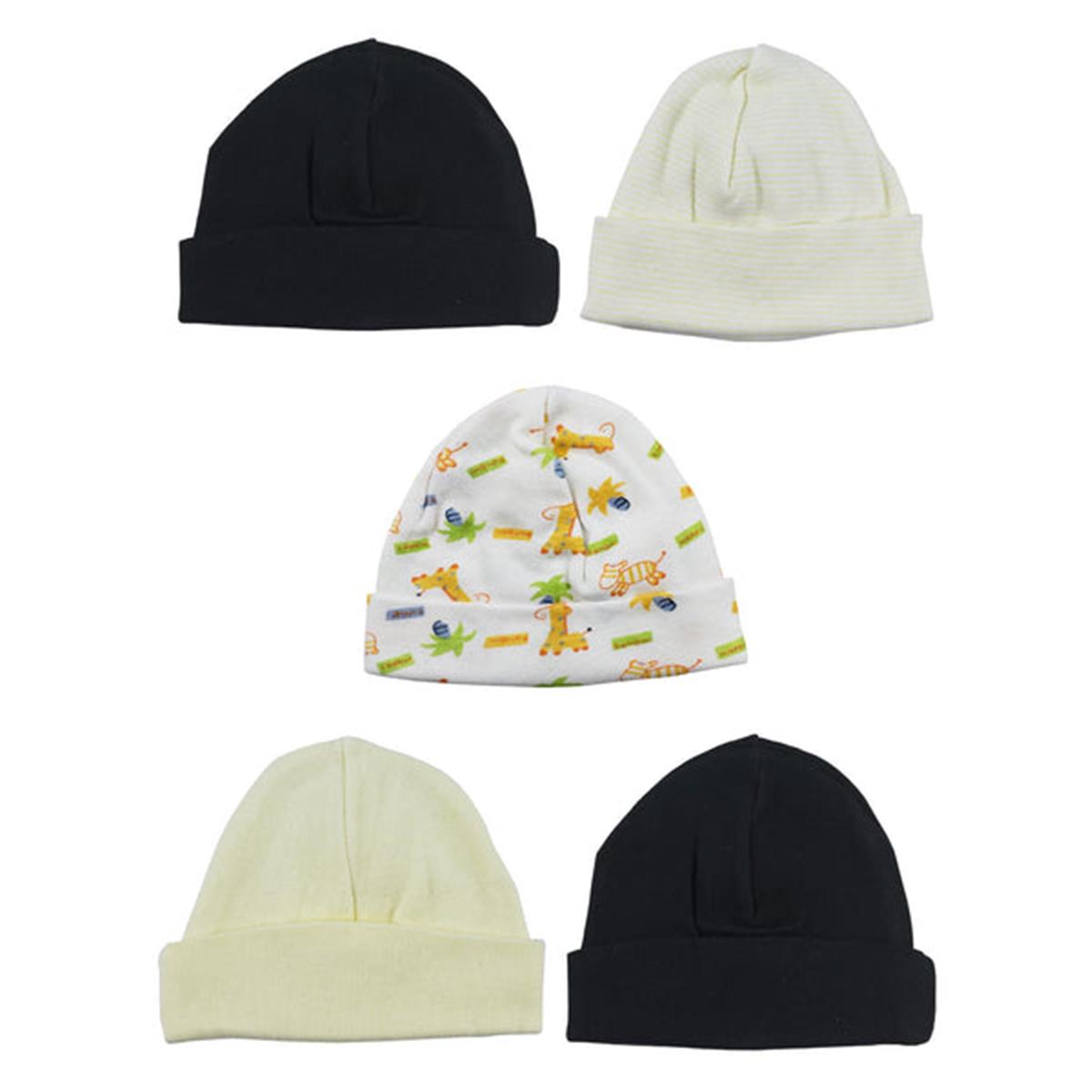 LS-0377 Beanie Baby Caps, Black & Yellow - One Size - 5 per Pack
