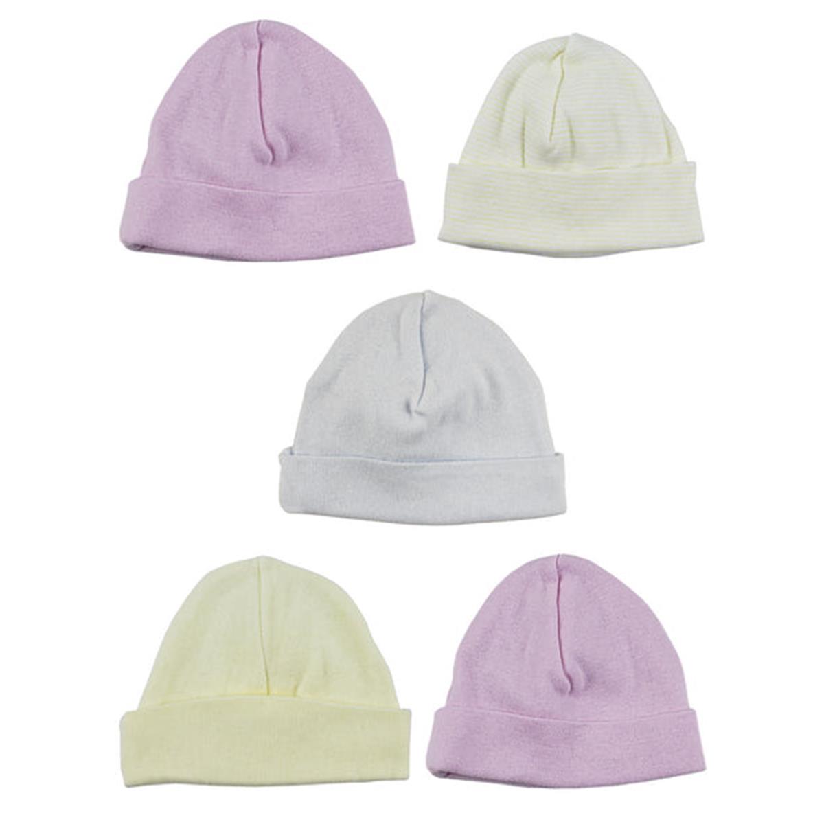 LS-0382 Girls Baby Cap - Pink, Yellow & White - One Size - 5 per Pack