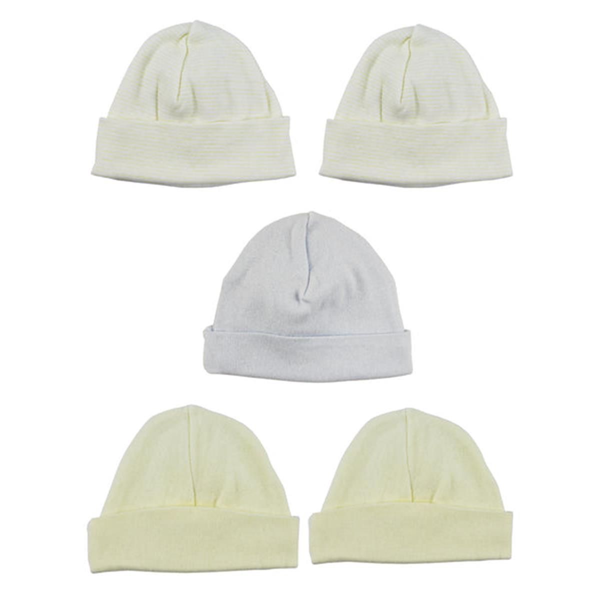 LS-0383 Boys Baby Cap, Blue & Yellow - One Size - 5 per Pack