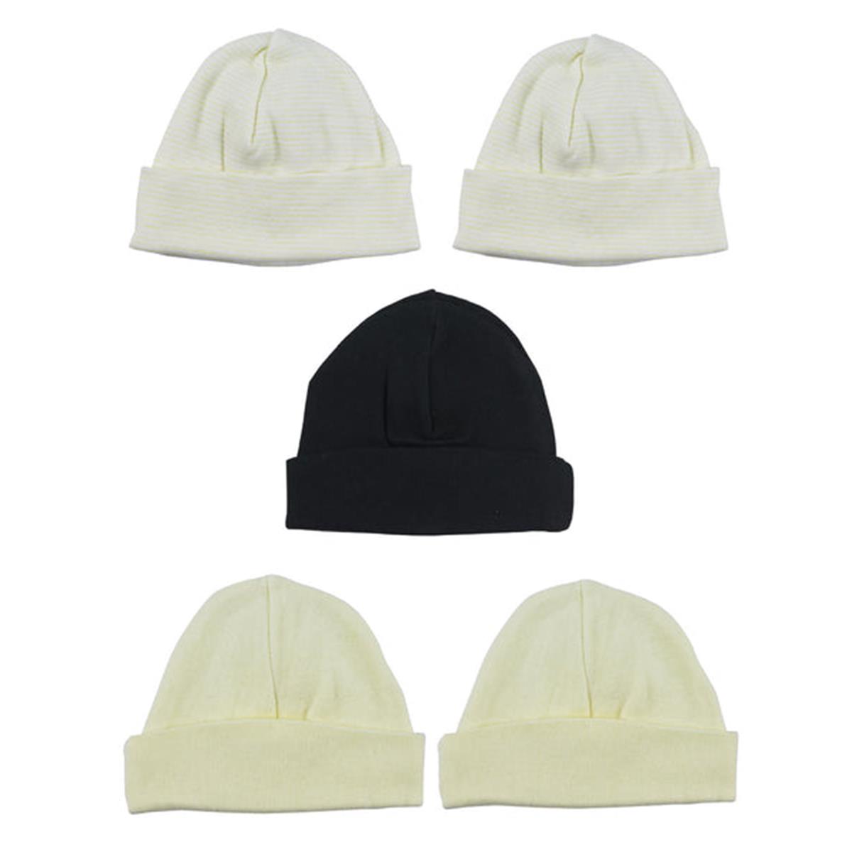 LS-0387 Beanie Baby Caps, Black & Yellow - One Size - 5 per Pack