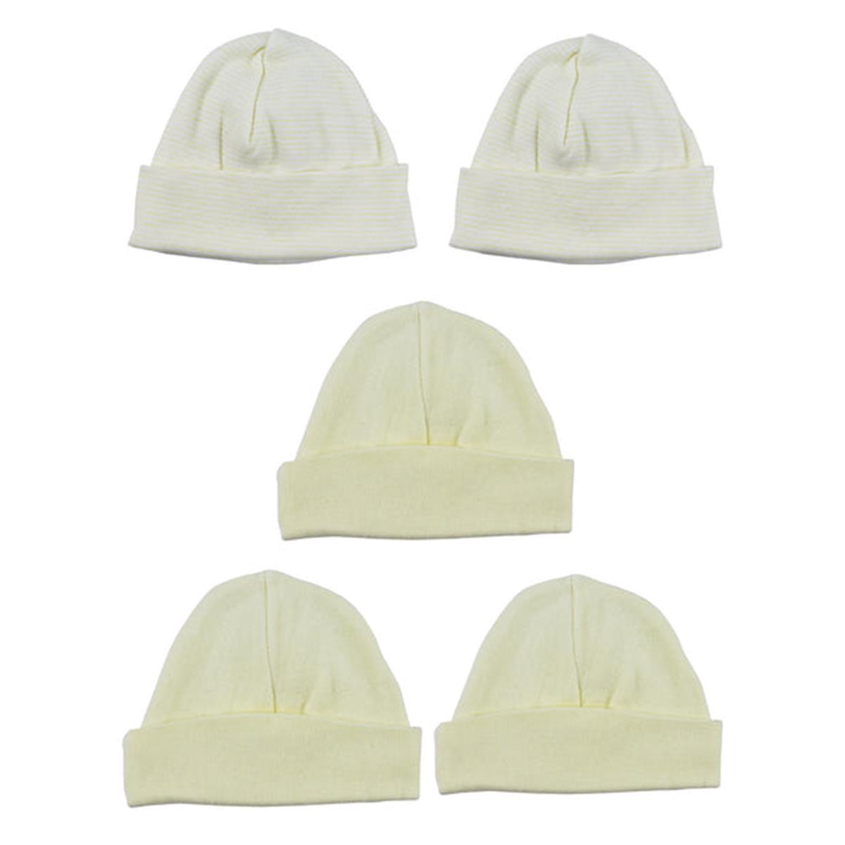 LS-0389 Beanie Baby Caps, Yellow & Print - One Size - 5 per Pack