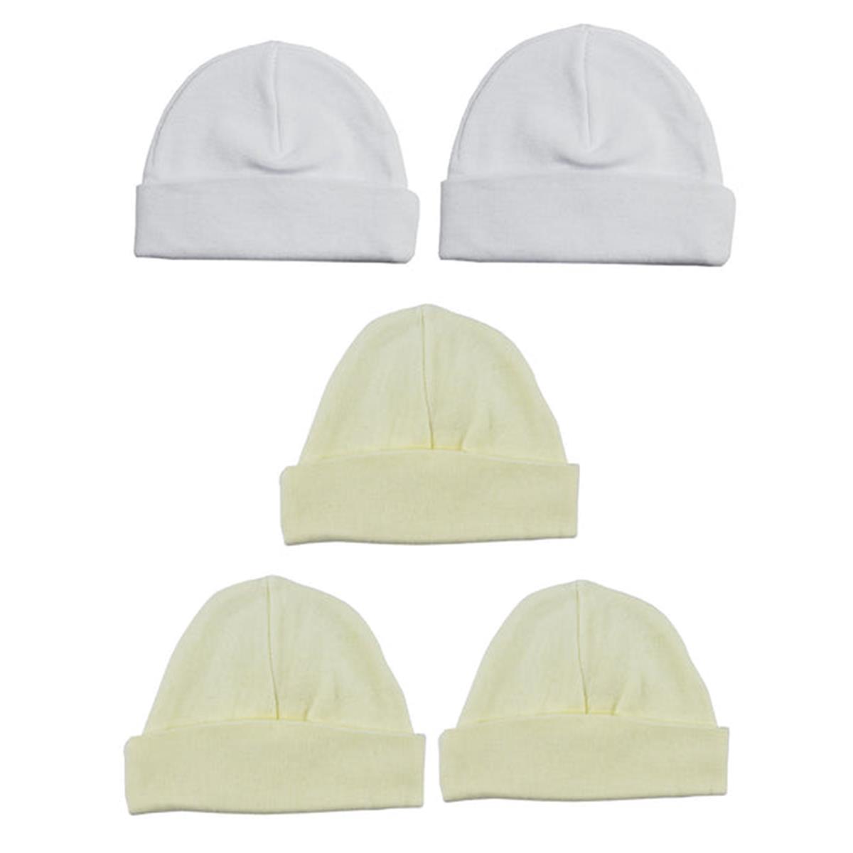 LS-0390 Beanie Baby Caps, White & Yellow - One Size - 5 per Pack