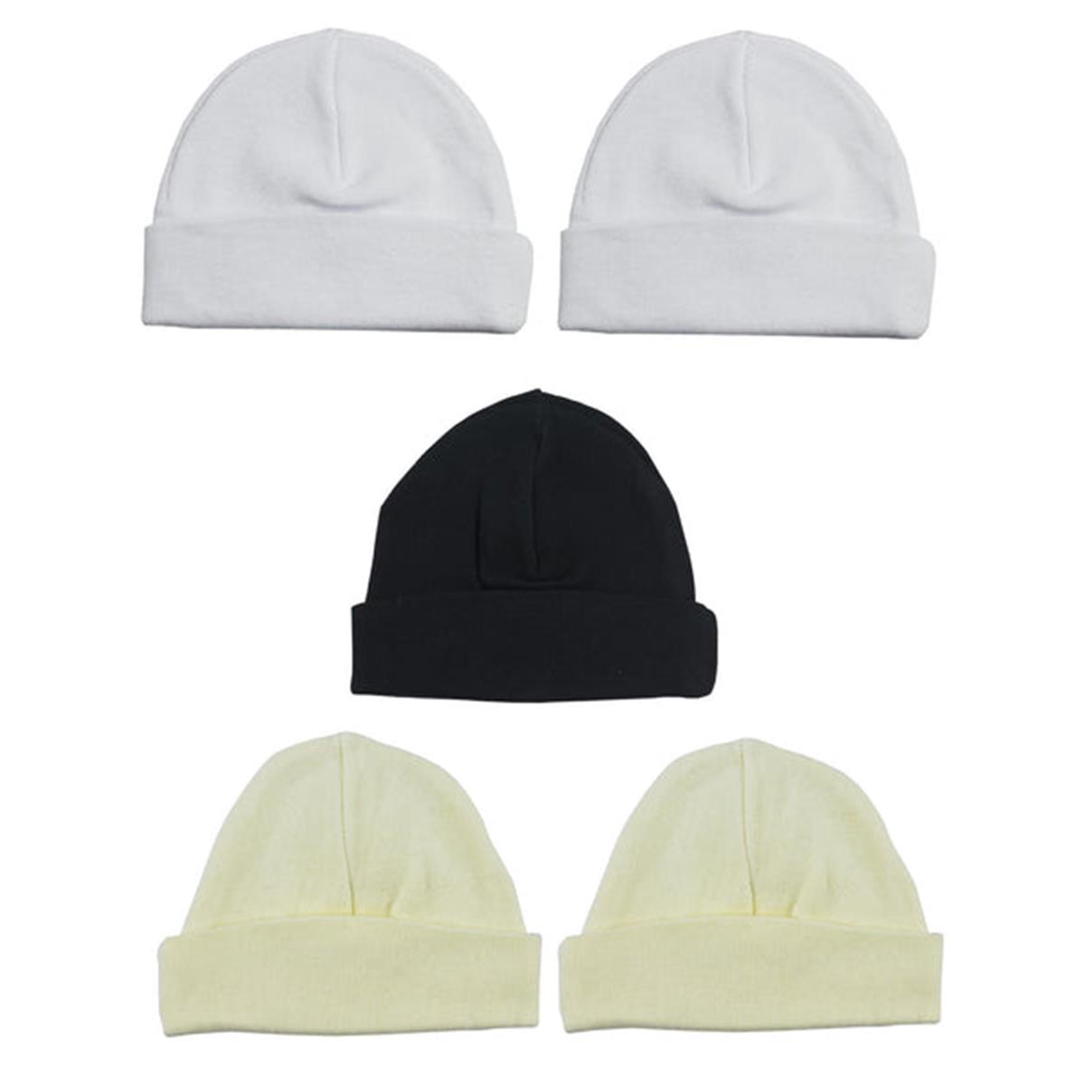 LS-0391 Beanie Baby Caps - Black, Yellow & White - One Size - 5 per Pack