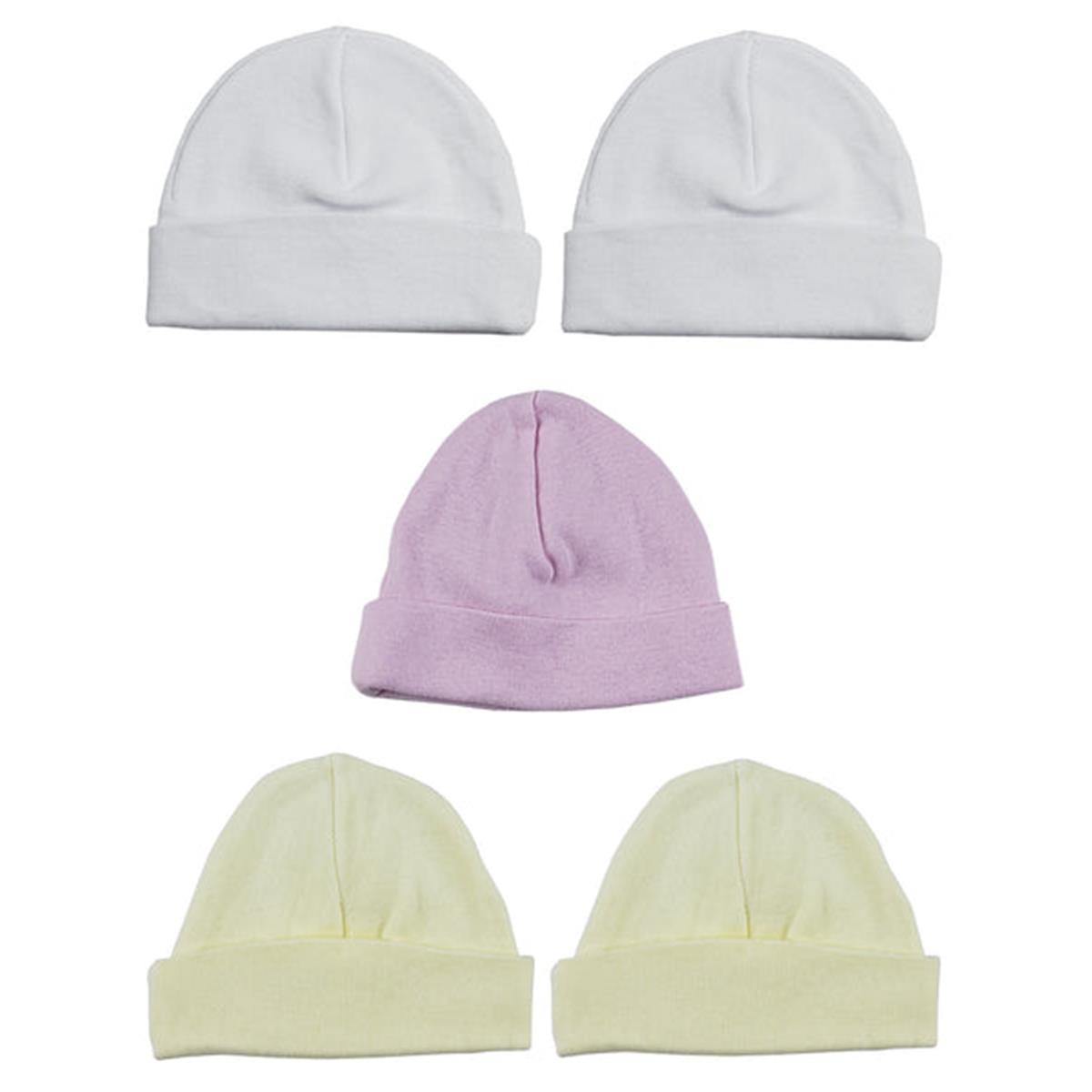 LS-0394 Girls Baby Cap - Pink, White & Yellow - One Size - 5 per Pack