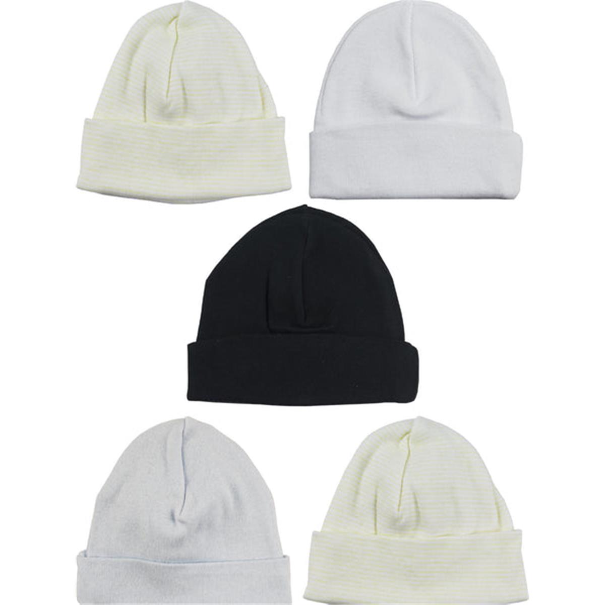 LS-0401 Boys Baby Cap - Blue, Yellow, White & Black - One Size - 5 per Pack