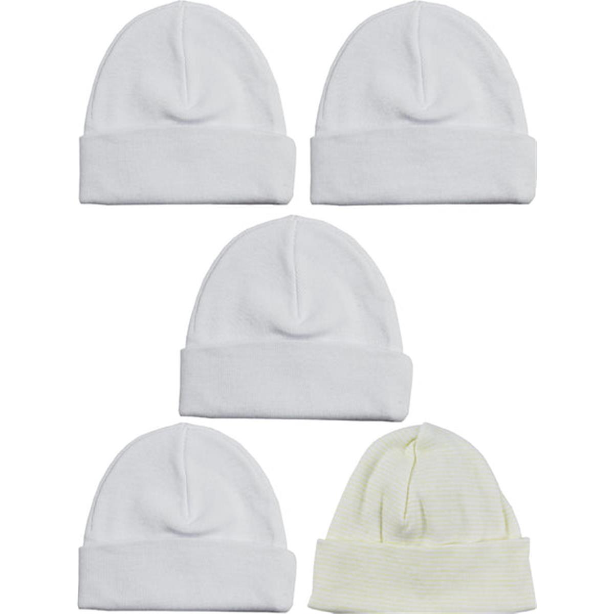 LS-0404 Beanie Baby Caps, White & Yellow - One Size - 5 per Pack