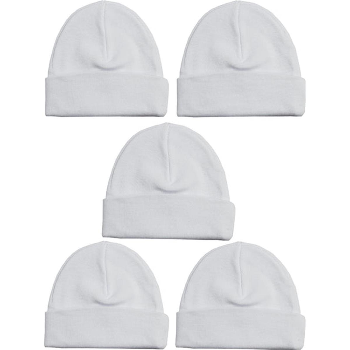 LS-0405 Beanie Baby Caps, White - One Size - 5 per Pack
