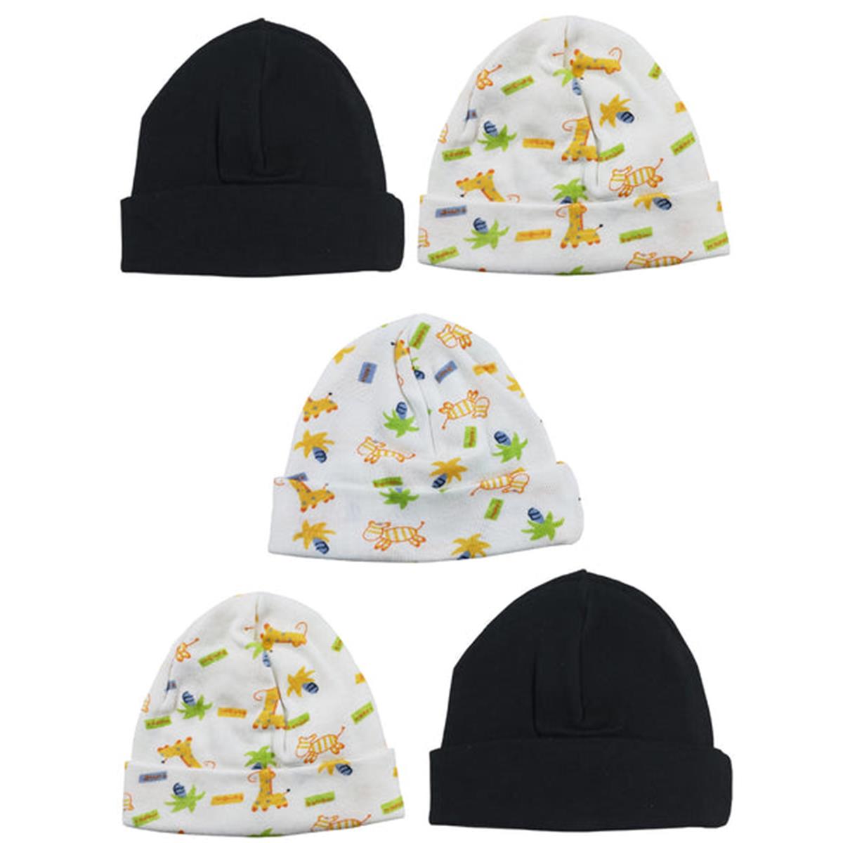 LS-0427 Beanie Baby Caps, Black & Prints - One Size - 5 per Pack