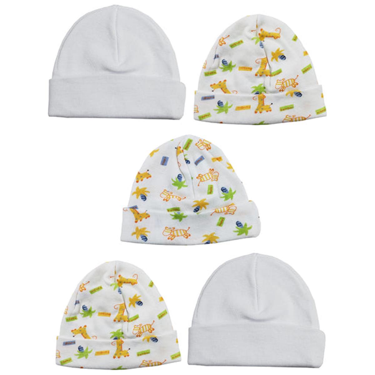 LS-0428 Beanie Baby Caps, White & Prints - One Size - 5 per Pack