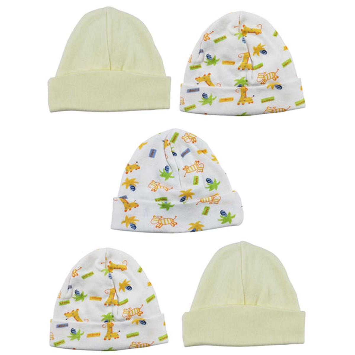LS-0430 Beanie Baby Caps, Yellow & Prints - One Size - 5 per Pack