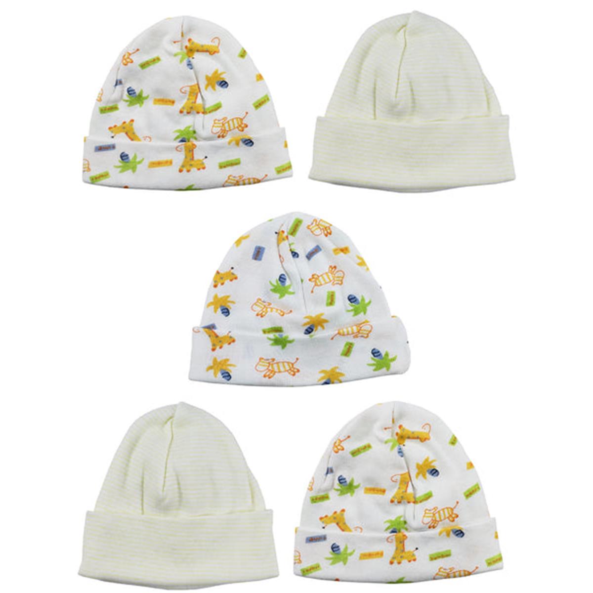 LS-0431 Beanie Baby Caps, Yellow & Prints - One Size - 5 per Pack