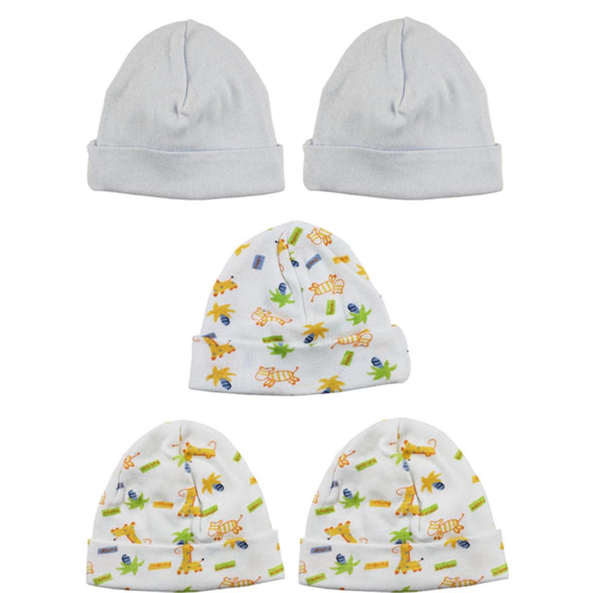 LS-0432 Boys Baby Cap, Blue & Prints - One Size - 5 per Pack