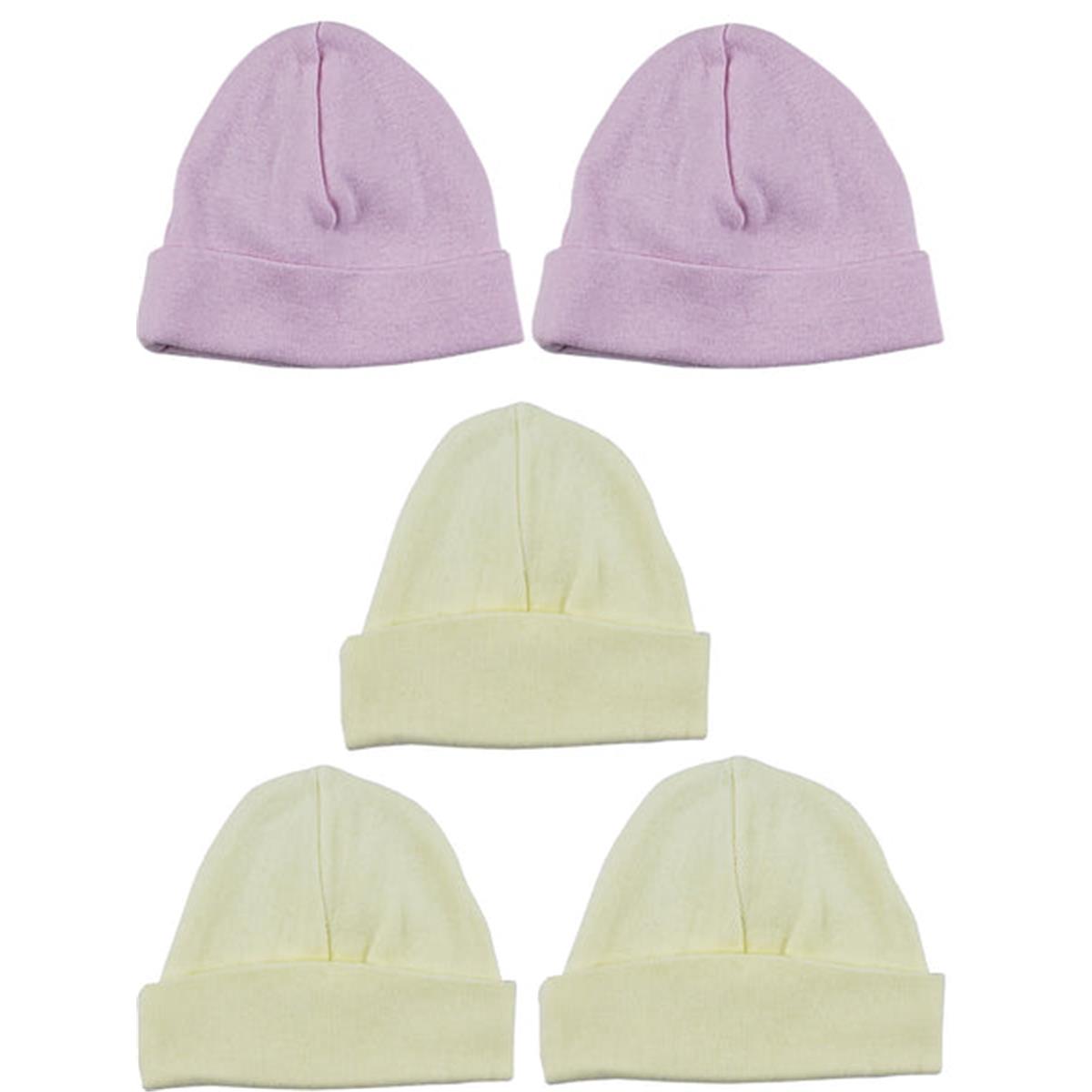 LS-0434 Girls Baby Cap, Pink & Yellow - One Size - 5 per Pack