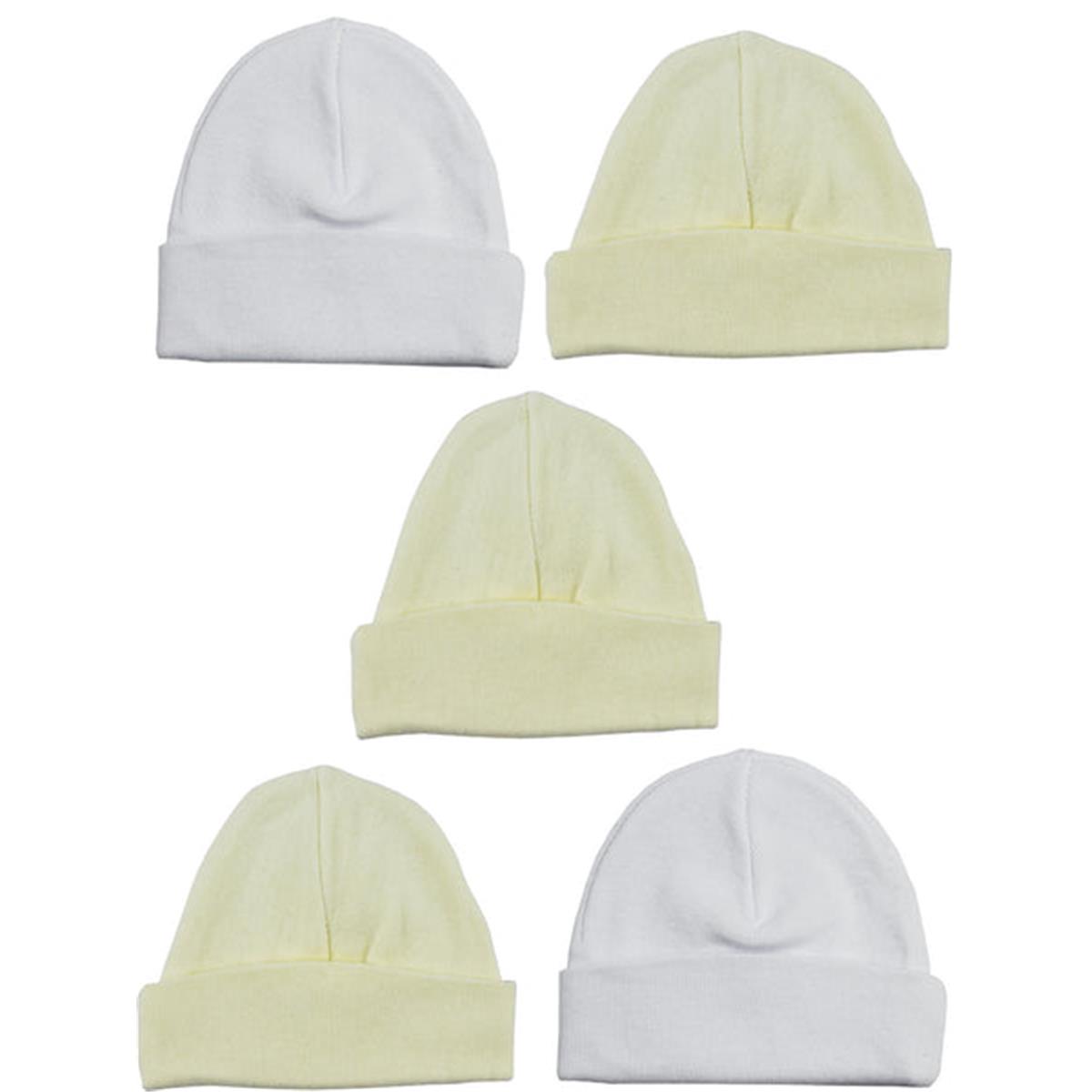 LS-0435 Beanie Baby Caps, Yellow & White - One Size - 5 per Pack