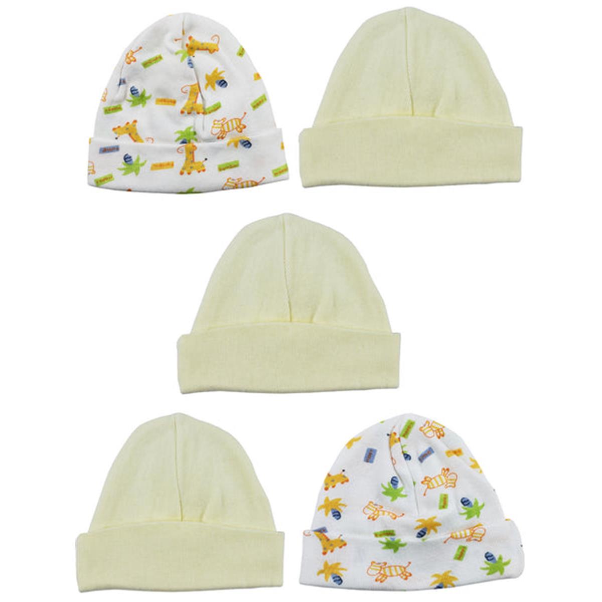 LS-0437 Beanie Baby Caps, Yellow & Prints - One Size - 5 per Pack
