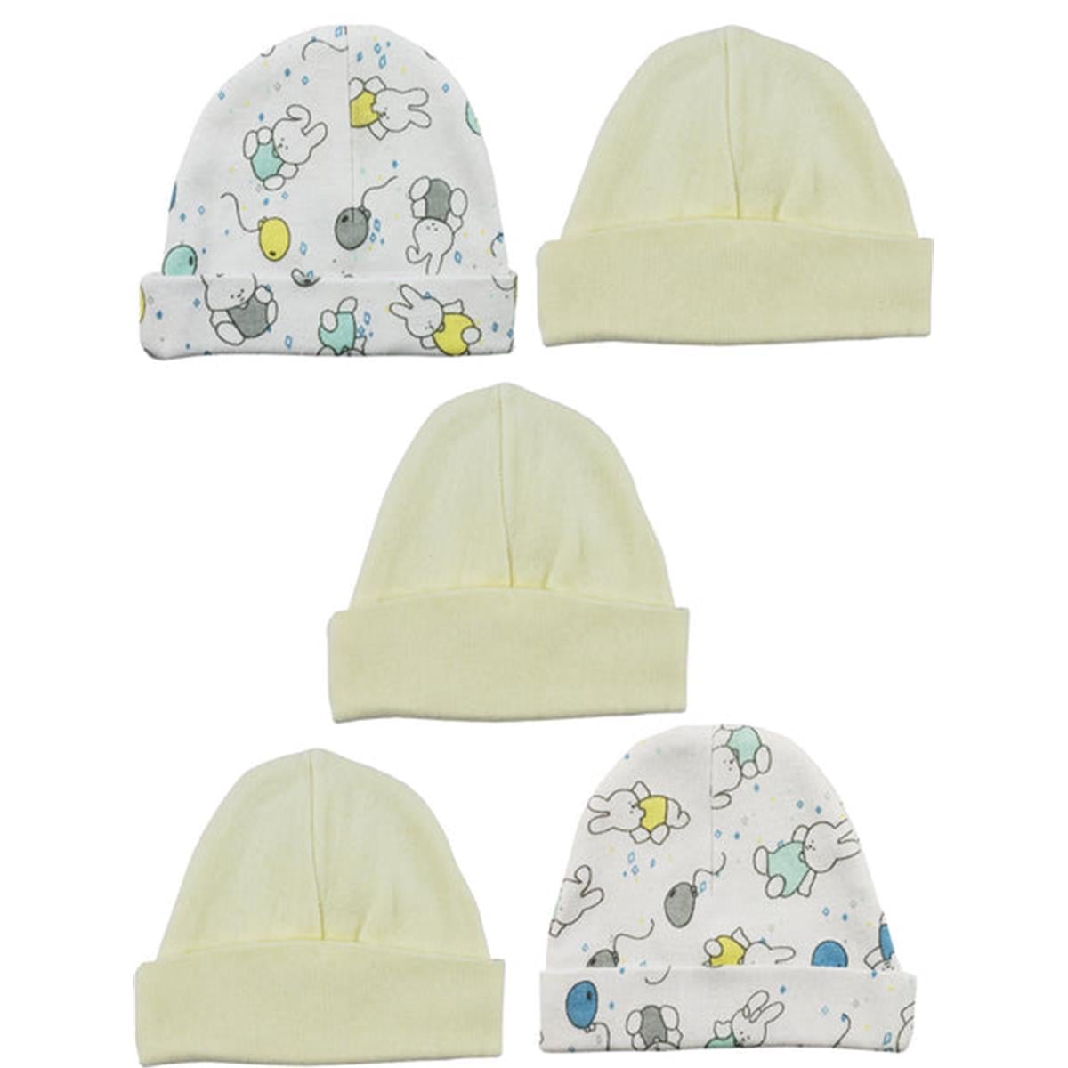 LS-0439 Beanie Baby Caps, Yellow & Prints - One Size - 5 per Pack