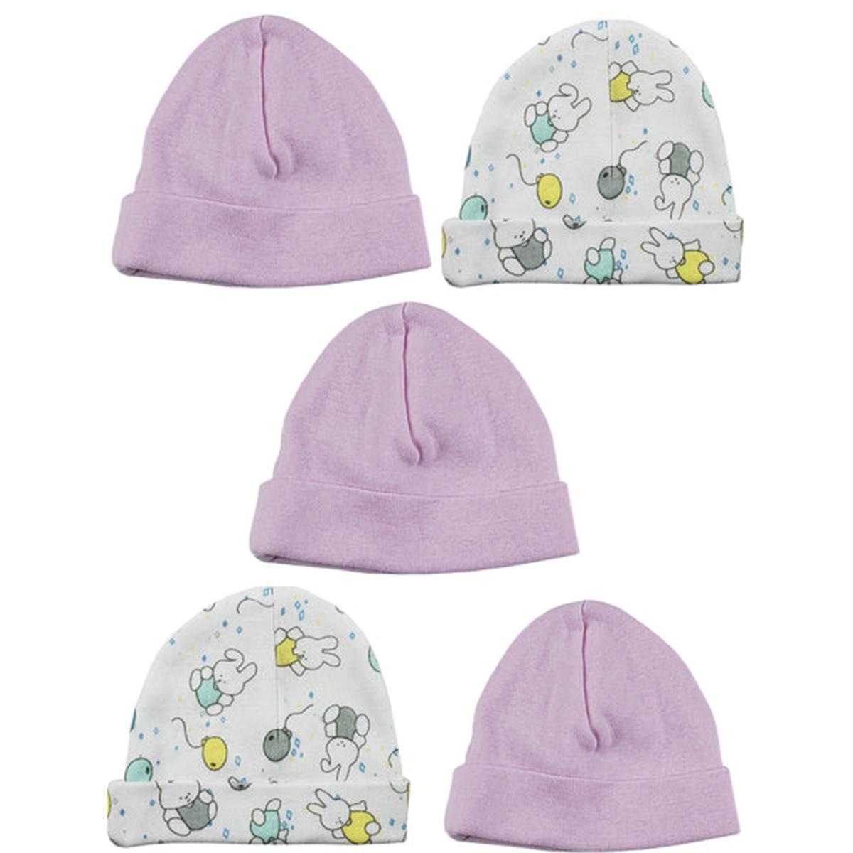 Picture of Bambini LS-0440 Girls Baby Cap&#44; Pink & Prints - One Size - 5 per Pack