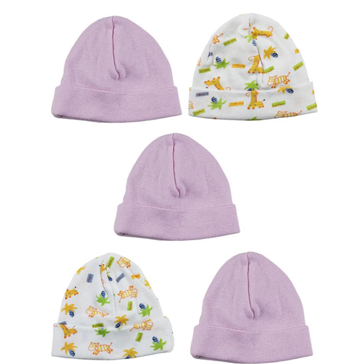 Picture of Bambini LS-0441 Girls Baby Cap&#44; Pink & Prints - One Size - 5 per Pack