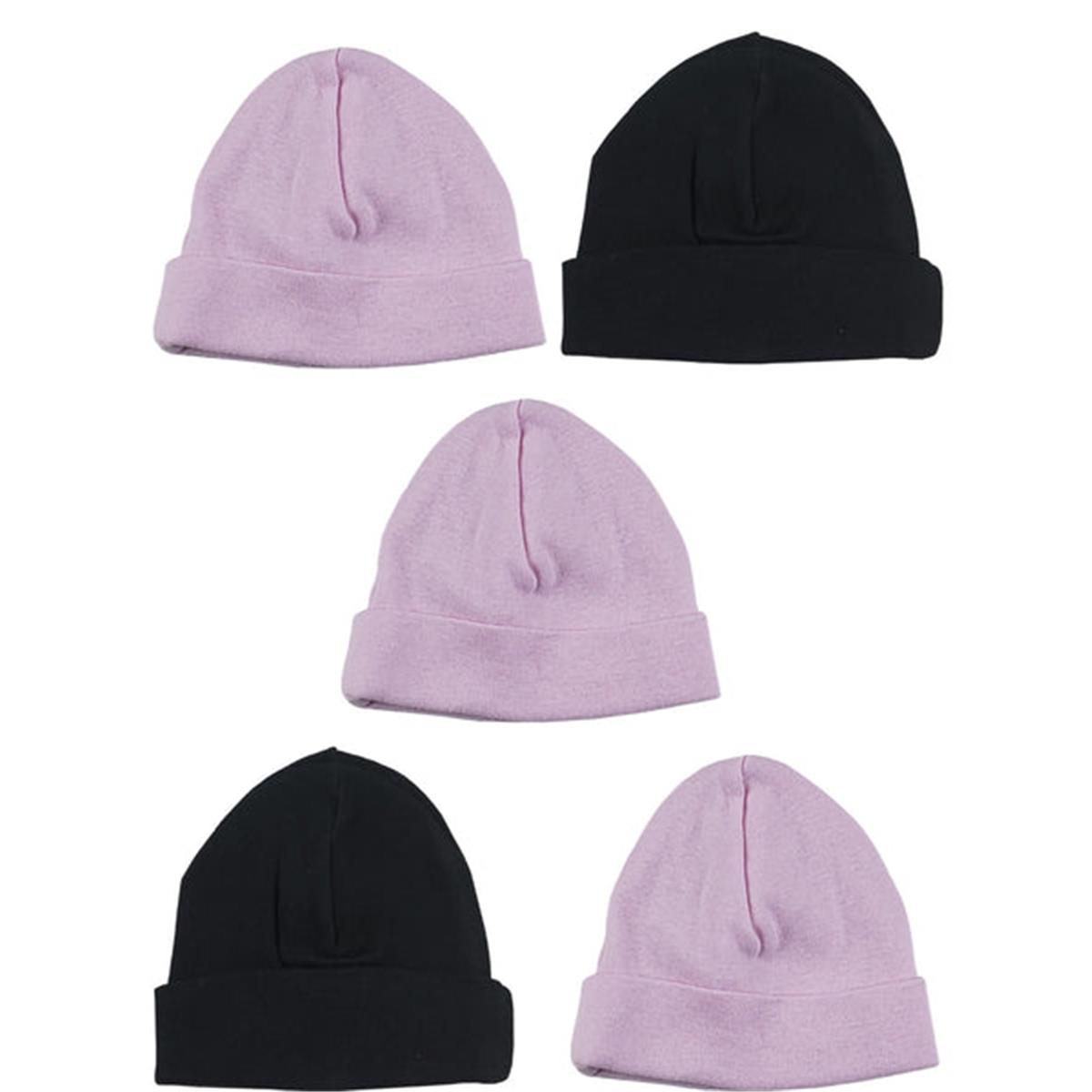 Picture of Bambini LS-0442 Girls Baby Cap&#44; Pink & Black - One Size - 5 per Pack