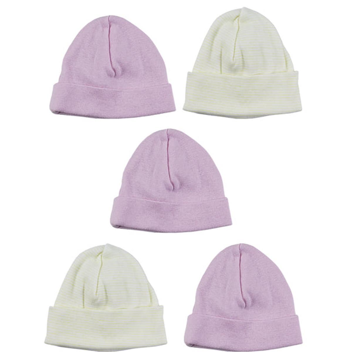 Picture of Bambini LS-0443 Girls Baby Cap&#44; Pink & Yellow - One Size - 5 per Pack