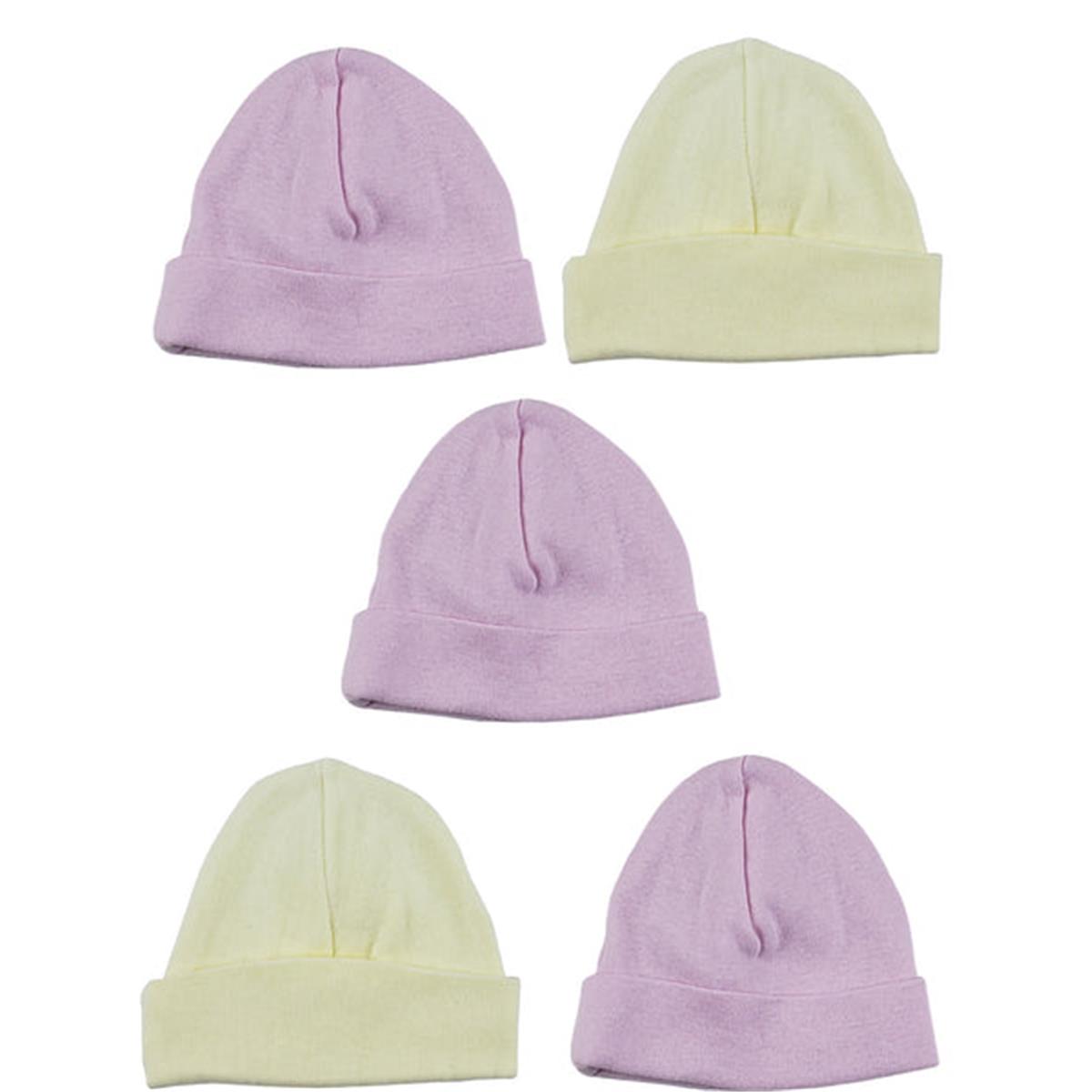 Picture of Bambini LS-0444 Girls Baby Cap&#44; Pink & Yellow - One Size - 5 per Pack