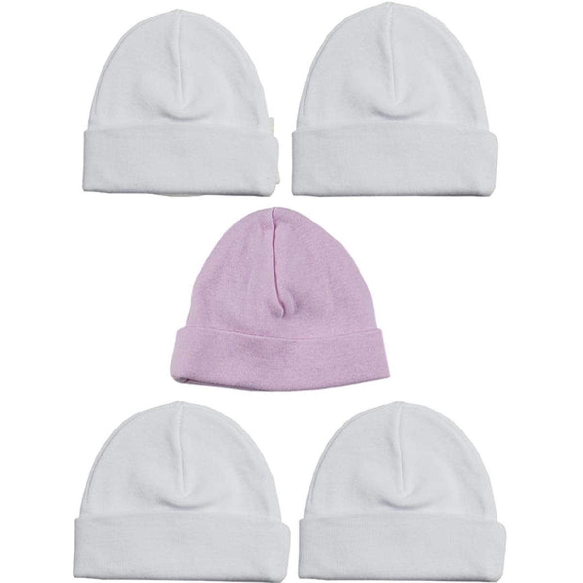 Picture of Bambini LS-0446 Girls Baby Cap&#44; Pink & White - One Size - 5 per Pack
