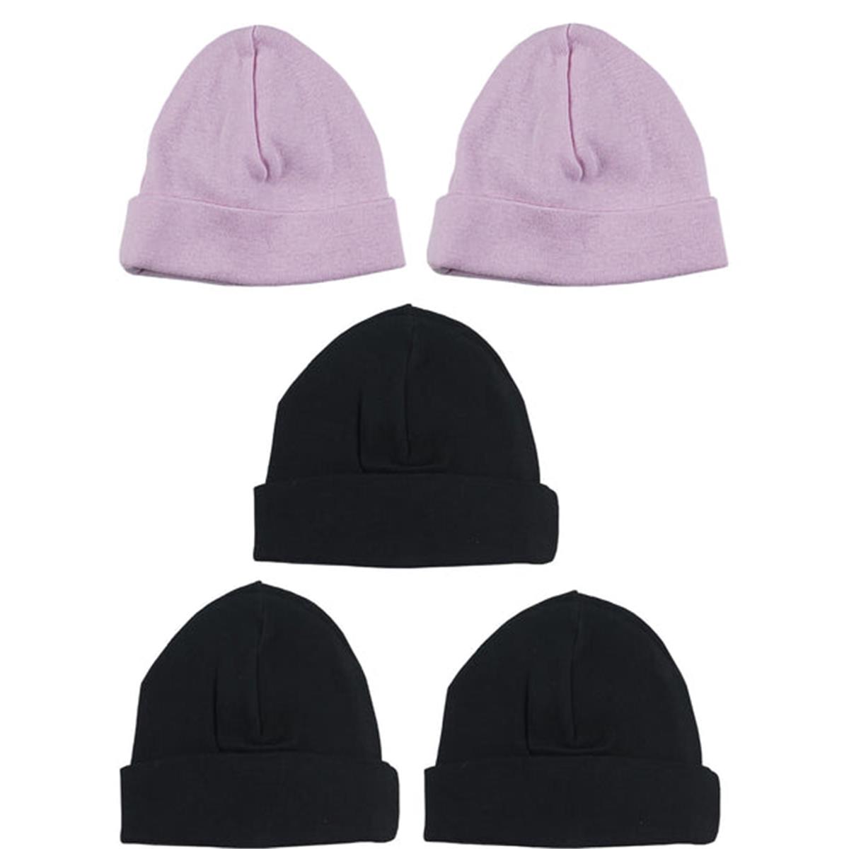 Picture of Bambini LS-0454 Girls Baby Cap&#44; Pink & Black - One Size - 5 per Pack