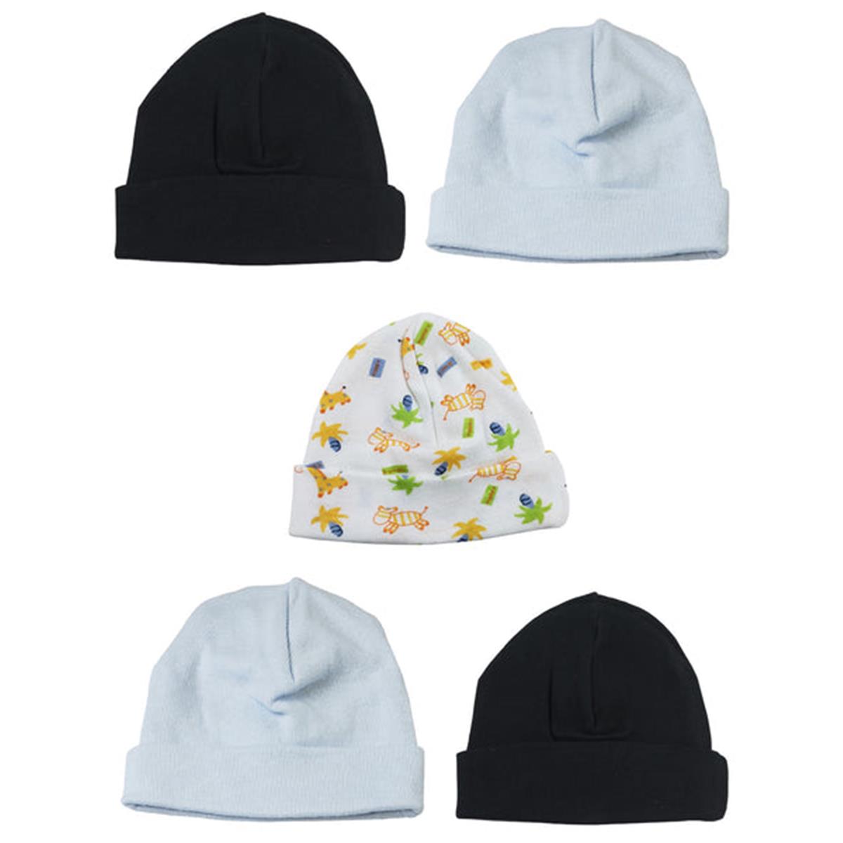 Picture of Bambini LS-0461 Boys Baby Caps - Blue&#44; Black & Print - One Size - 5 per Pack