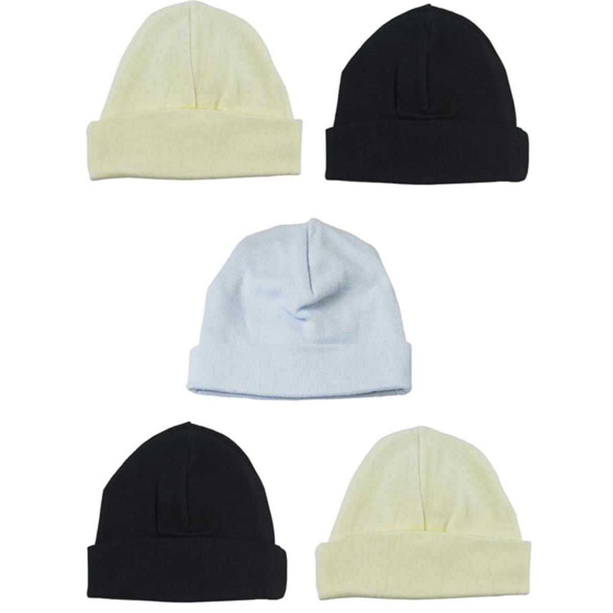 Picture of Bambini LS-0464 Boys Baby Caps - Blue&#44; Black & Yellow - One Size - 5 per Pack