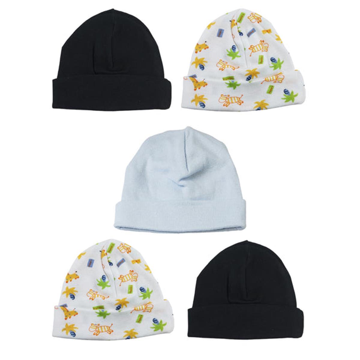 Picture of Bambini LS-0465 Boys Baby Caps - Blue&#44; Black & Print - One Size - 5 per Pack