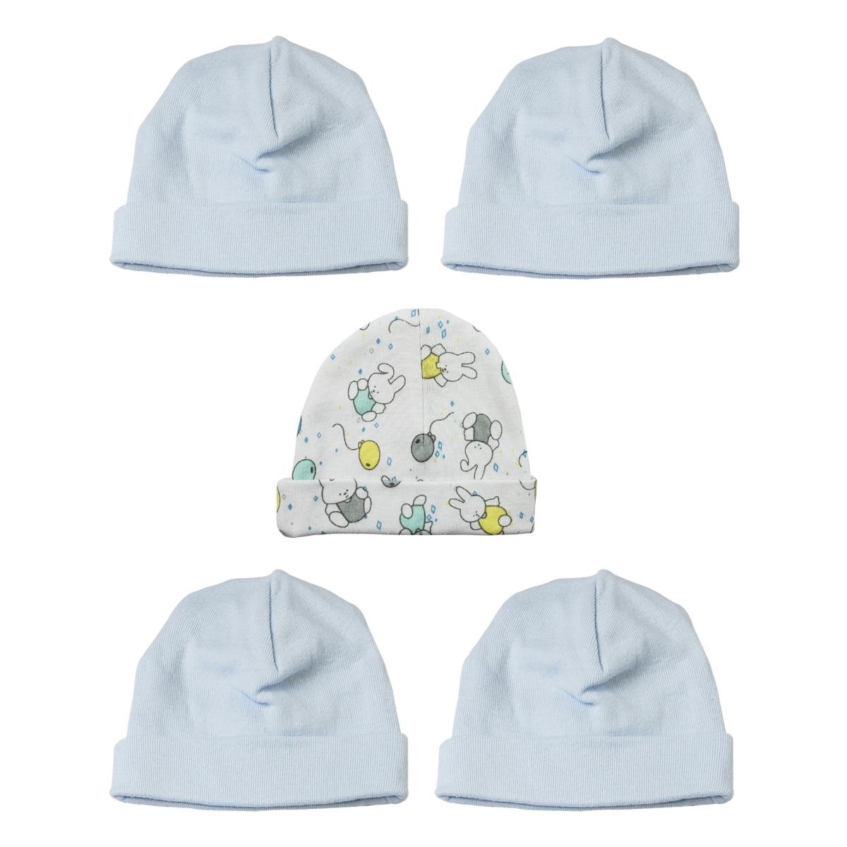 Picture of Bambini LS-0467 Boy Baby Cap&#44; Blue & Print - One Size - 5 per Pack