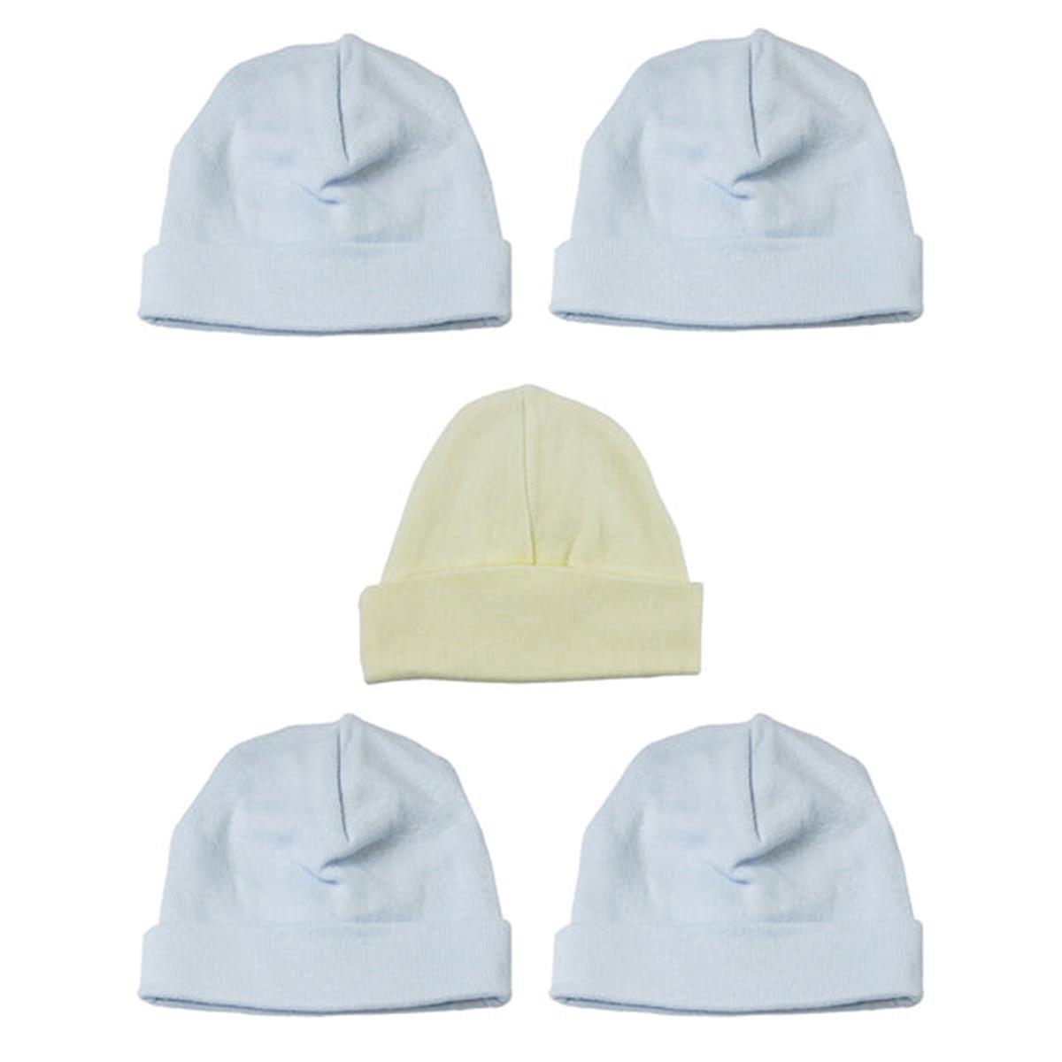 Picture of Bambini LS-0470 Boys Baby Caps&#44; Blue & Yellow - One Size - 5 per Pack