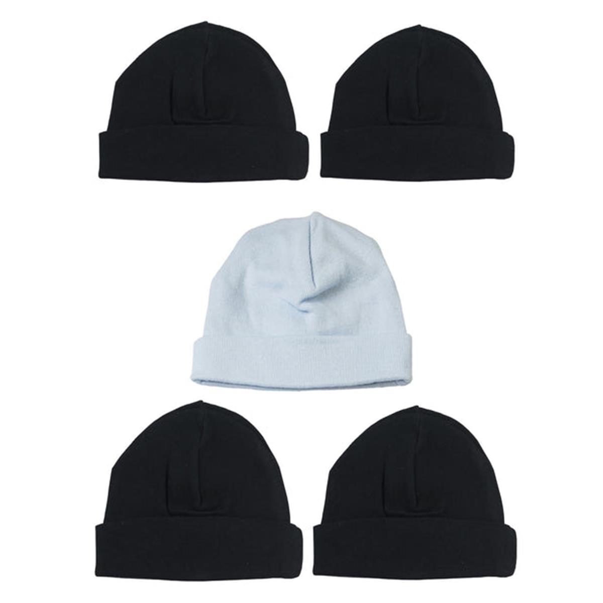 Picture of Bambini LS-0471 Boys Baby Caps&#44; Blue & Black - One Size - 5 per Pack
