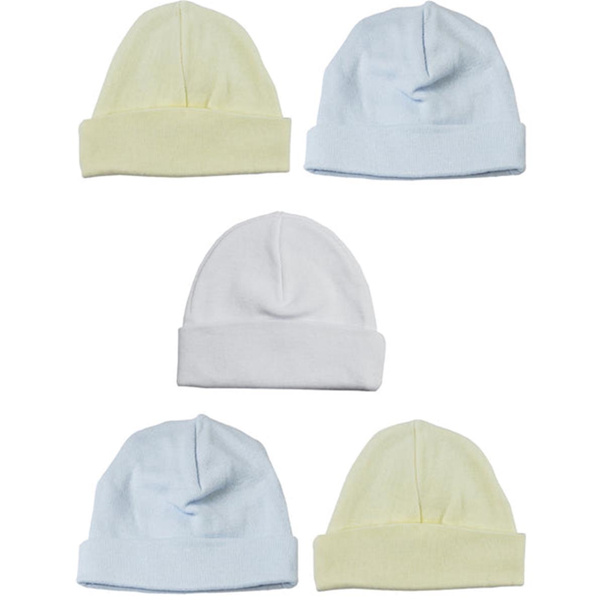 Picture of Bambini LS-0472 Boys Baby Caps - Blue&#44; White & Yellow - One Size - 5 per Pack