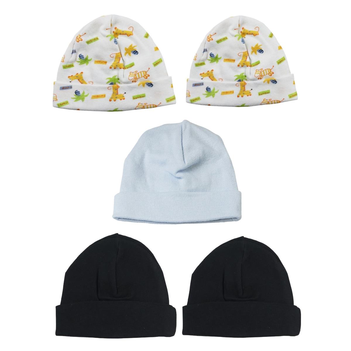 Picture of Bambini LS-0473 Boys Baby Caps - Blue&#44; Black & Print - One Size - 5 per Pack