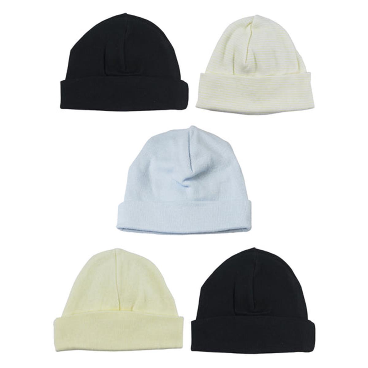 Picture of Bambini LS-0474 Boys Baby Caps - Blue&#44; Black & Yellow - One Size - 5 per Pack