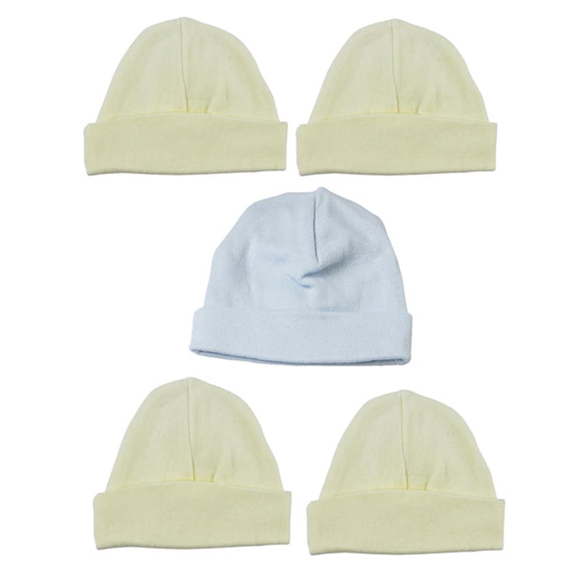 Picture of Bambini LS-0479 Boys Baby Caps&#44; Blue & Yellow - One Size - 5 per Pack