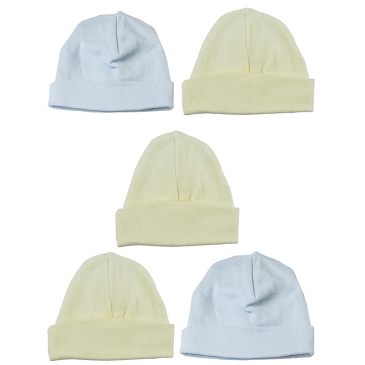 Picture of Bambini LS-0480 Boys Baby Caps&#44; Blue & Yellow - One Size - 5 per Pack