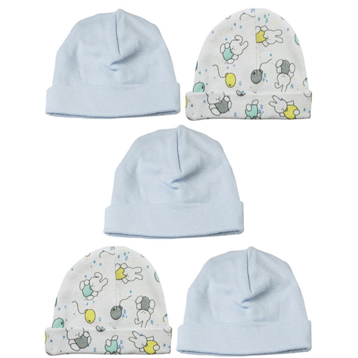 Picture of Bambini LS-0481 Boys Baby Caps&#44; Blue & Print - One Size - 5 per Pack