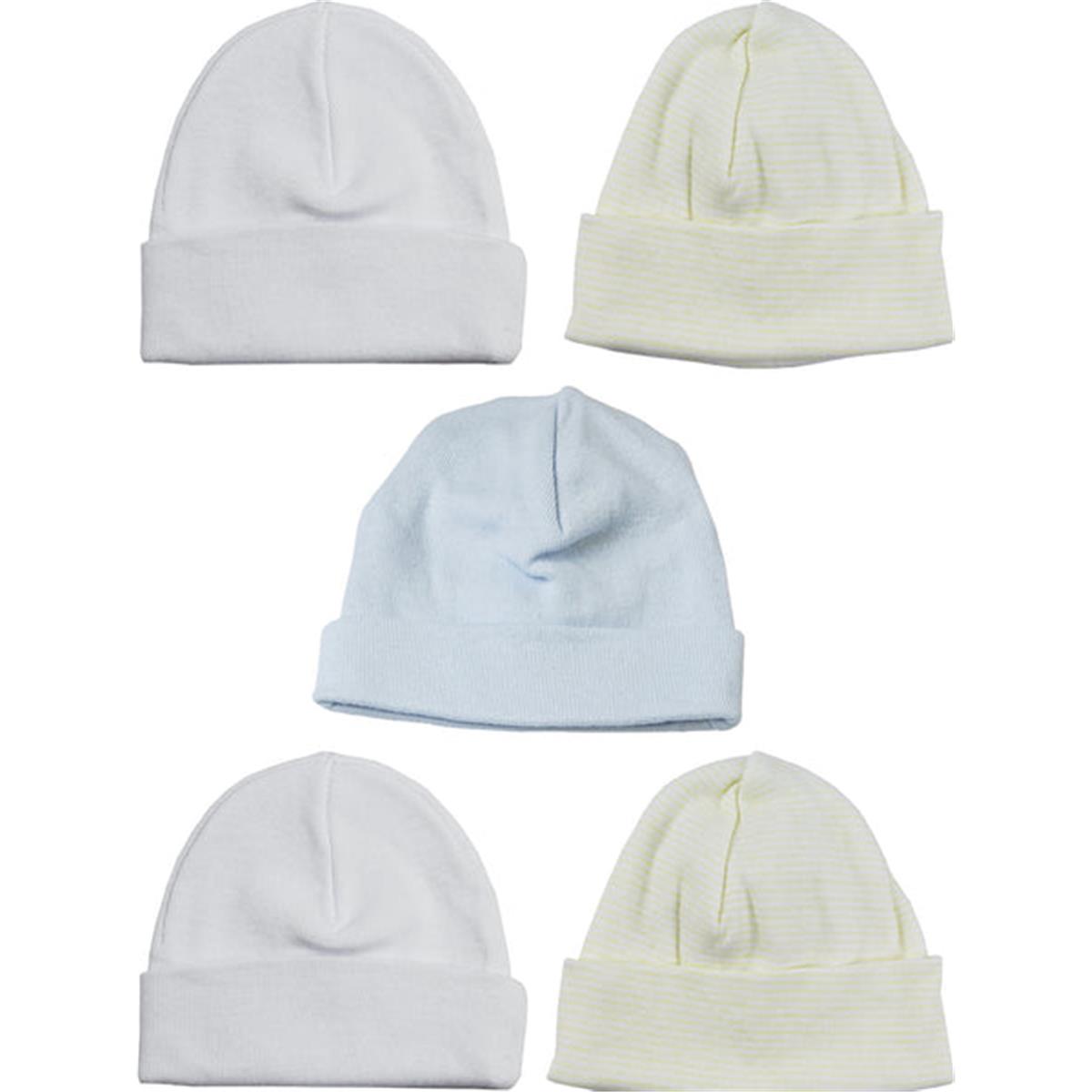 Picture of Bambini LS-0483 Boys Baby Caps - Blue&#44; Yellow & White - One Size - 5 per Pack