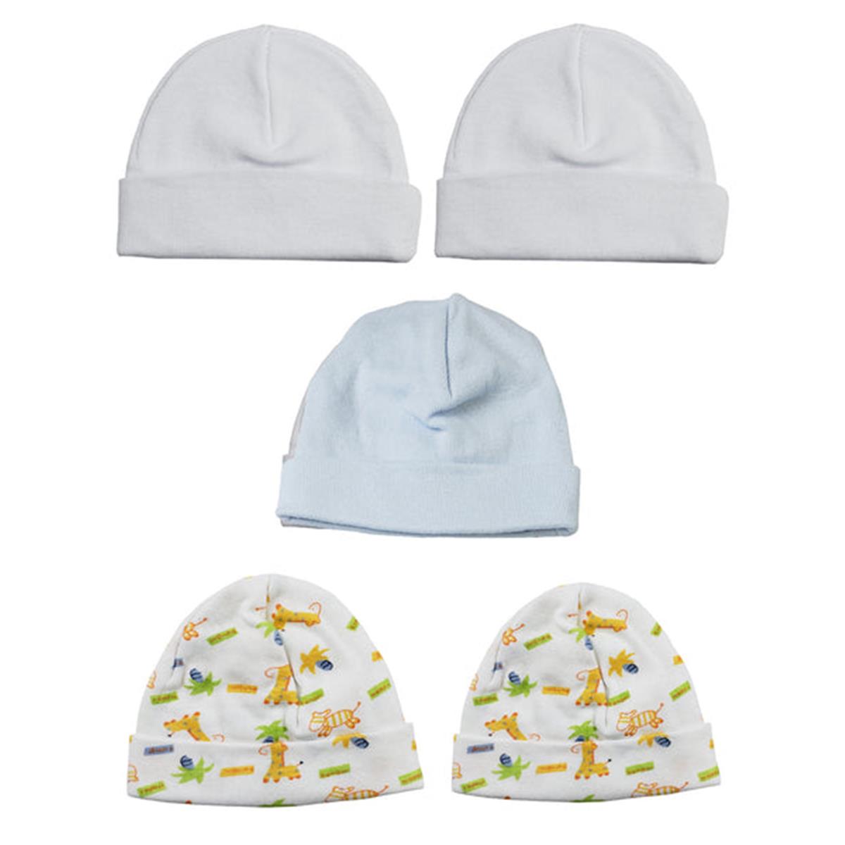 Picture of Bambini LS-0485 Boys Baby Caps - Blue&#44; White & Print - One Size - 5 per Pack
