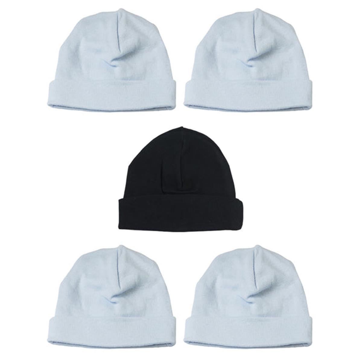 Picture of Bambini LS-0487 Boys Baby Caps&#44; Blue & Black - One Size - 5 per Pack