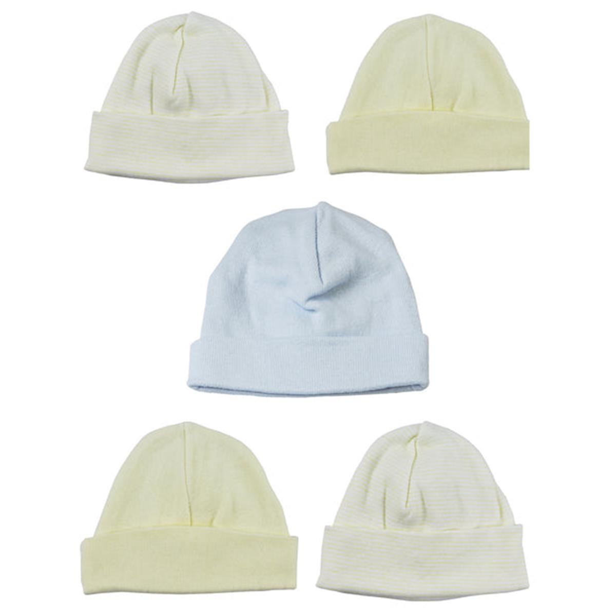 Picture of Bambini LS-0488 Boys Baby Caps&#44; Blue & Yellow - One Size - 5 per Pack