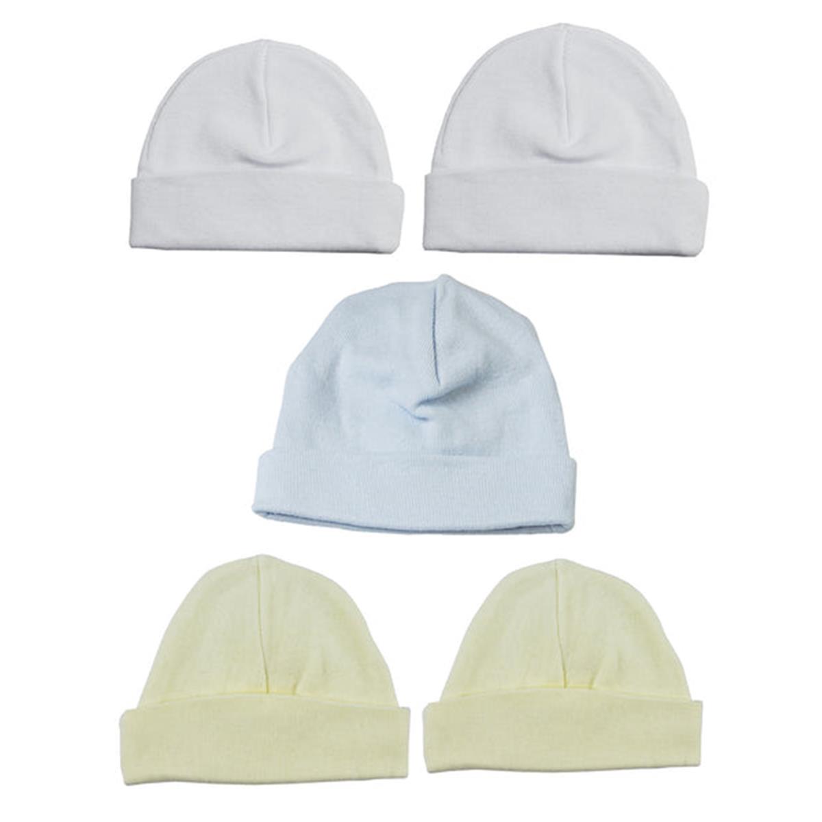 Picture of Bambini LS-0490 Boys Baby Caps - Blue&#44; White & Yellow - One Size - 5 per Pack