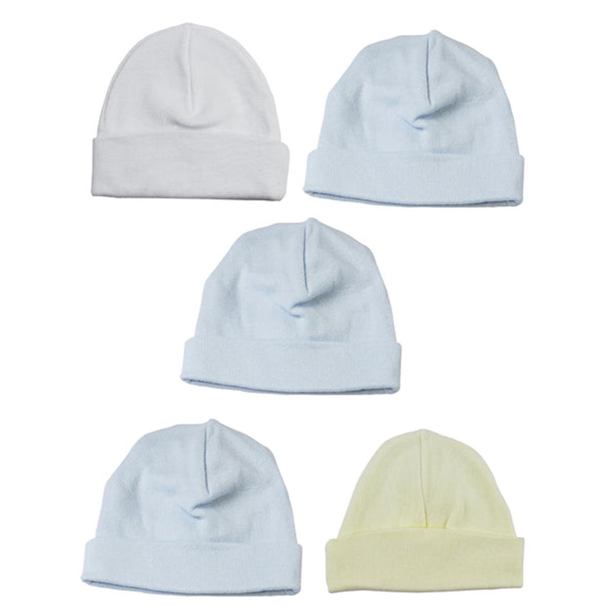Picture of Bambini LS-0491 Boys Baby Caps - Blue&#44; White & Yellow - One Size - 5 per Pack
