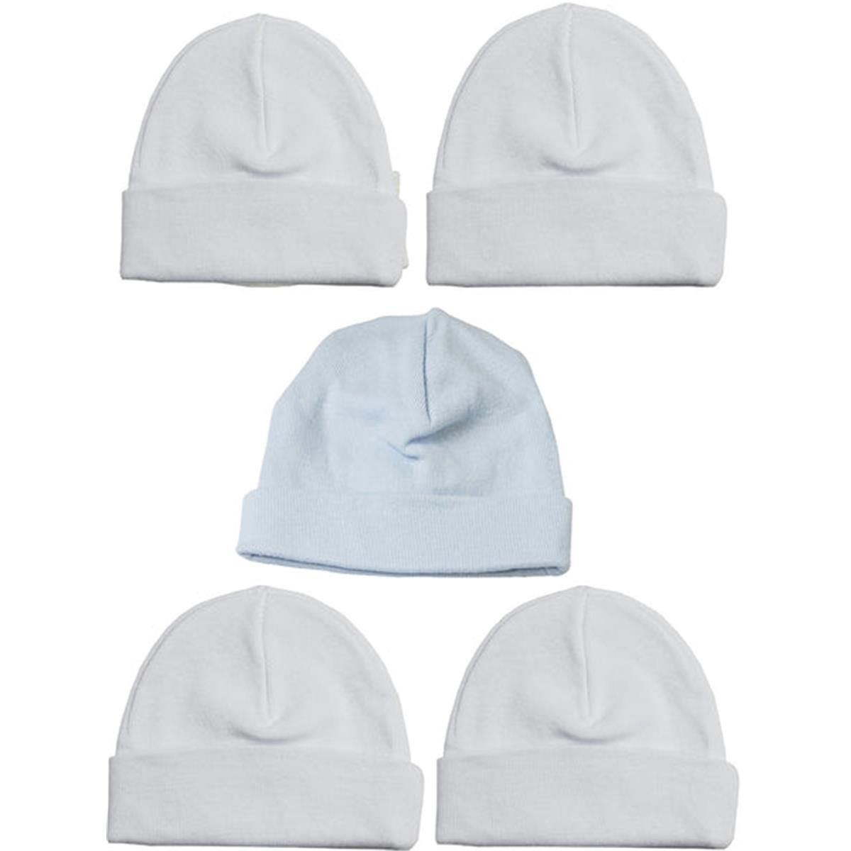 Picture of Bambini LS-0492 Boys Baby Caps&#44; Blue & White - One Size - 5 per Pack