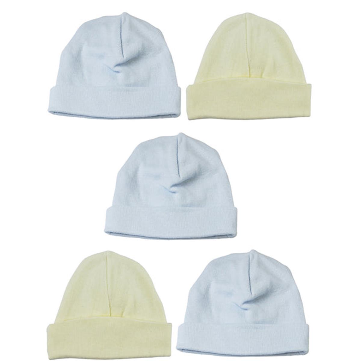 Picture of Bambini LS-0493 Boys Baby Caps&#44; Blue & Yellow - One Size - 5 per Pack