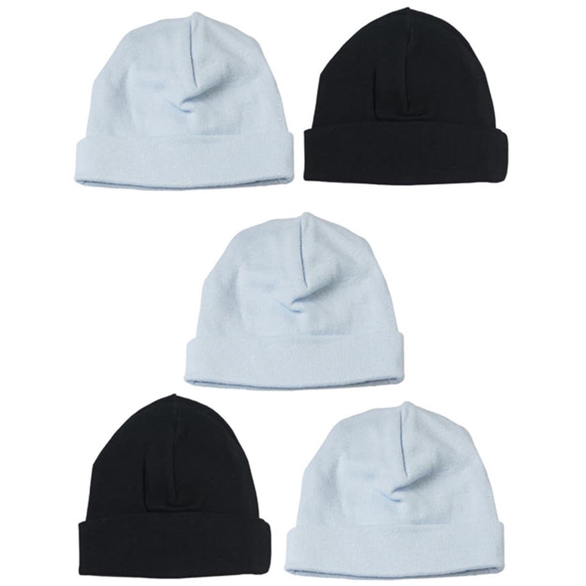 Picture of Bambini LS-0494 Boys Baby Caps&#44; Blue & Black - One Size - 5 per Pack