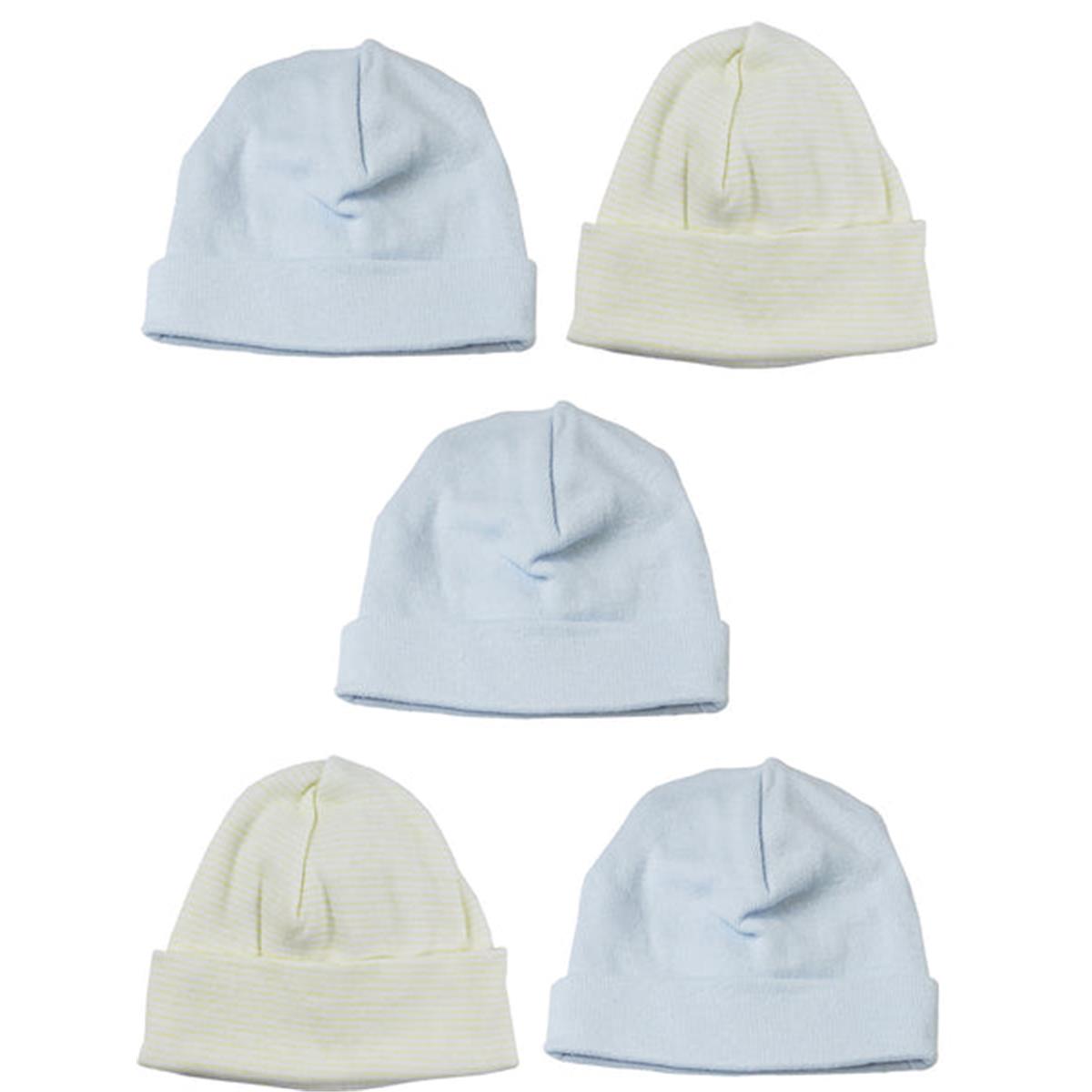 Picture of Bambini LS-0496 Boys Baby Caps&#44; Blue & Yellow - One Size - 5 per Pack